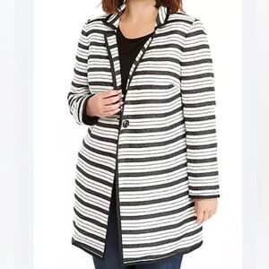 The Limited Black/White Stripe Tweed Mid-Length Blazer Jacket Size 12